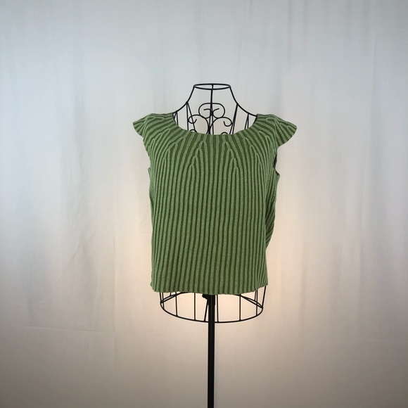 Jeanne Pierre ribbed Cotton knit cap sleeve top M - Picture 5 of 5